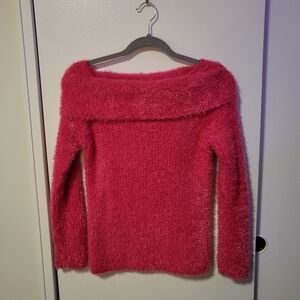 NWOT Fashion Nova Hot Pink Fuzzy Off the Shoulder Sweater…